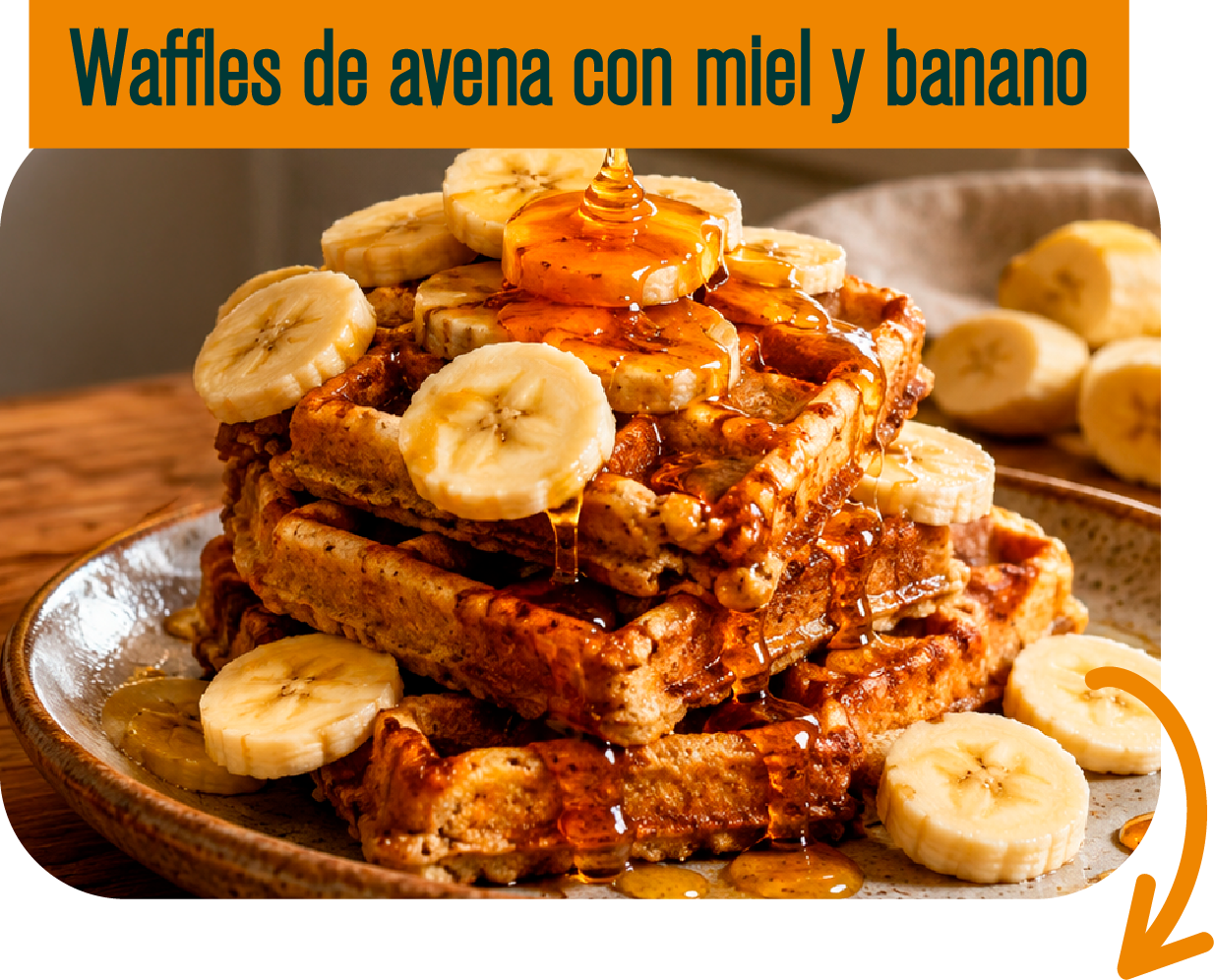 Waffles de avena con miel y banano
