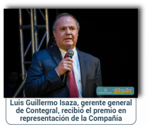 Luis Guillermo Isaza, gerente general de Contegral Luis Guillermo Isaza recibió el reconocimiento a trayectoria empresarial